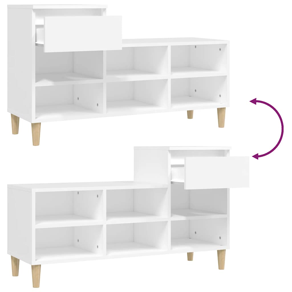 Shoe Cabinet White 102x36x60 cm Engineered Wood - Bargainia.com - 