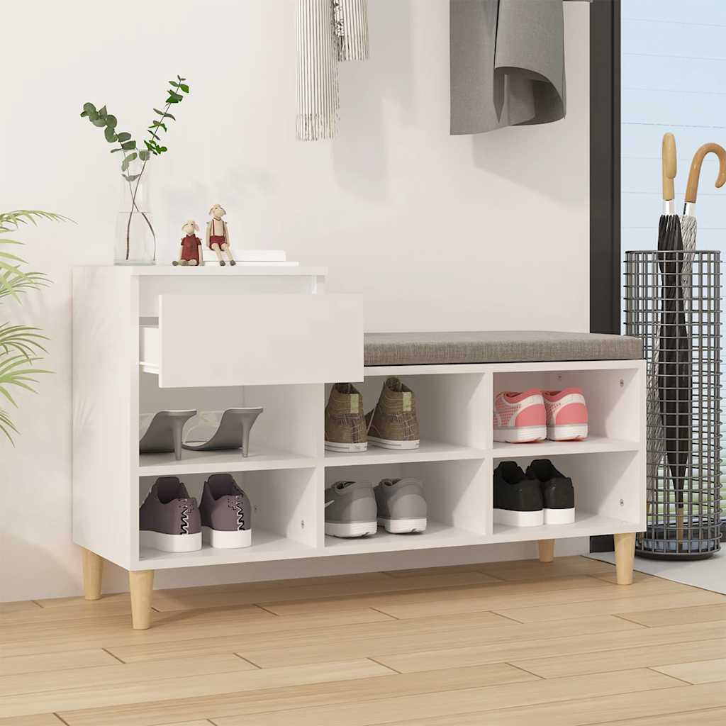 Shoe Cabinet White 102x36x60 cm Engineered Wood - Bargainia.com - 