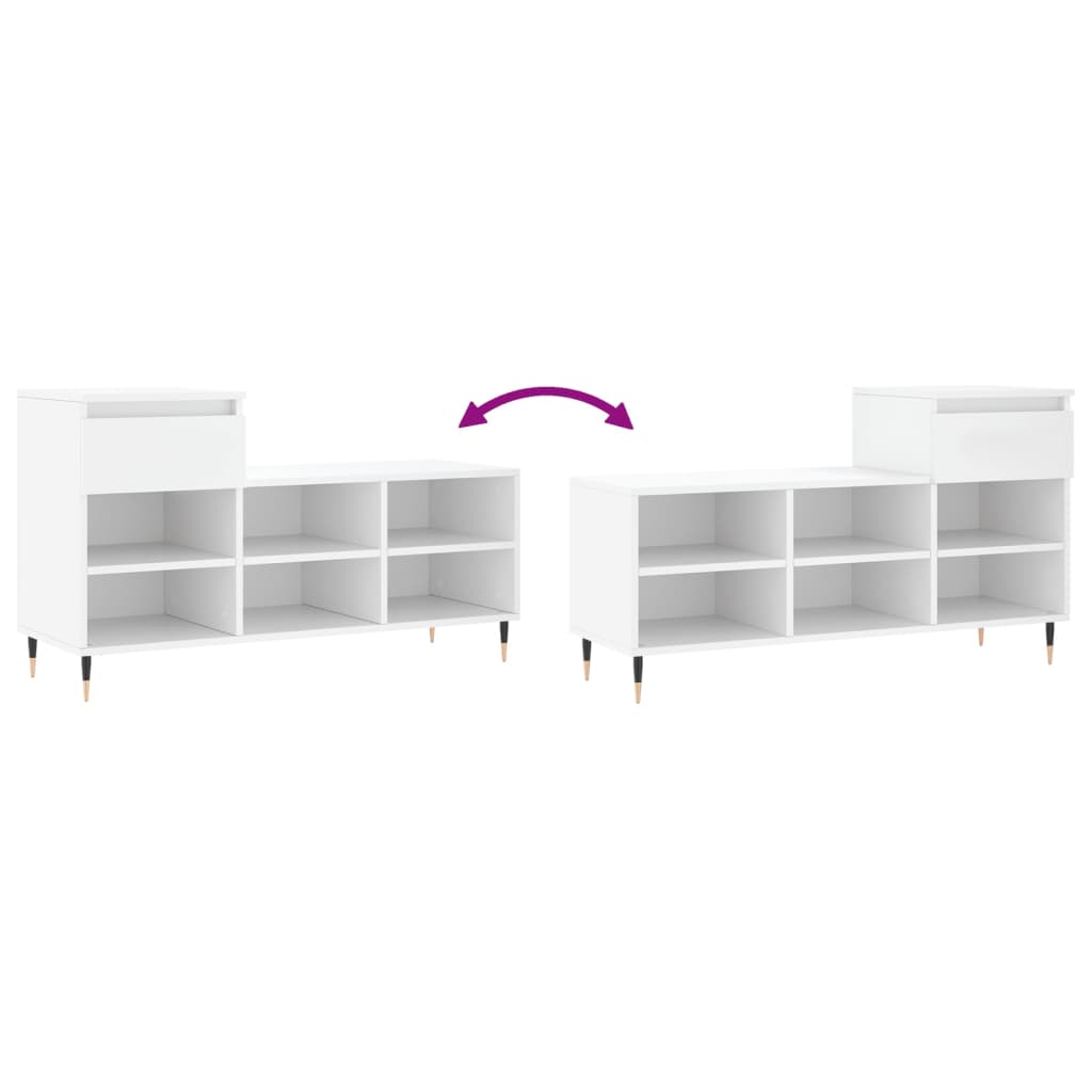 Shoe Cabinet White 102x36x60 cm Engineered Wood - Bargainia.com - 