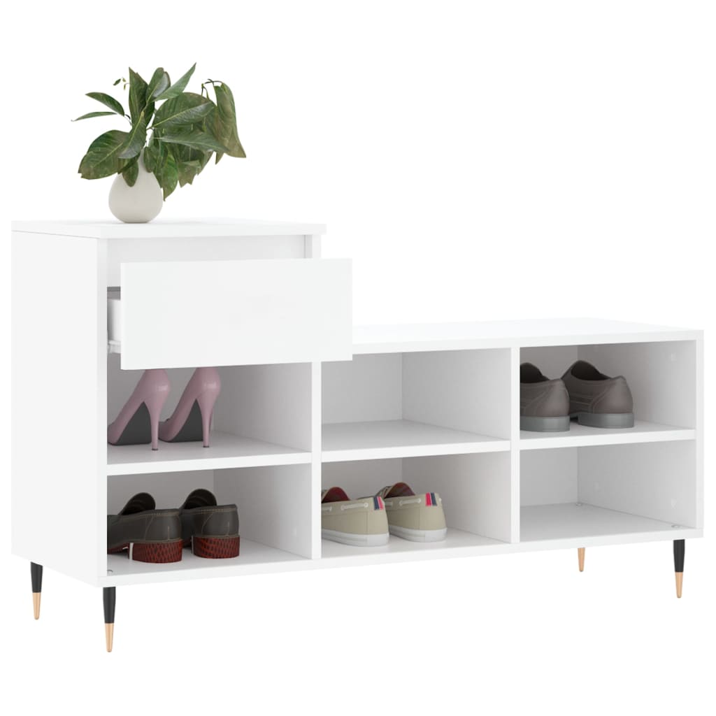 Shoe Cabinet White 102x36x60 cm Engineered Wood - Bargainia.com - 