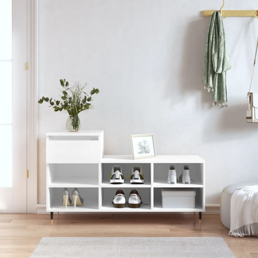 Shoe Cabinet White 102x36x60 cm Engineered Wood - Bargainia.com - 