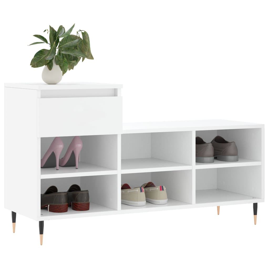 Shoe Cabinet White 102x36x60 cm Engineered Wood - Bargainia.com - 