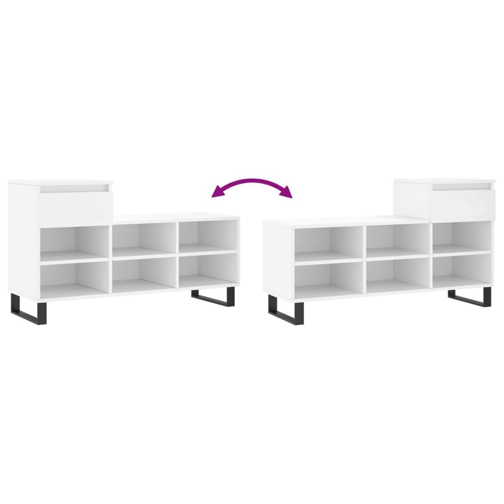 Shoe Cabinet White 102x36x60 cm Engineered Wood - Bargainia.com - 