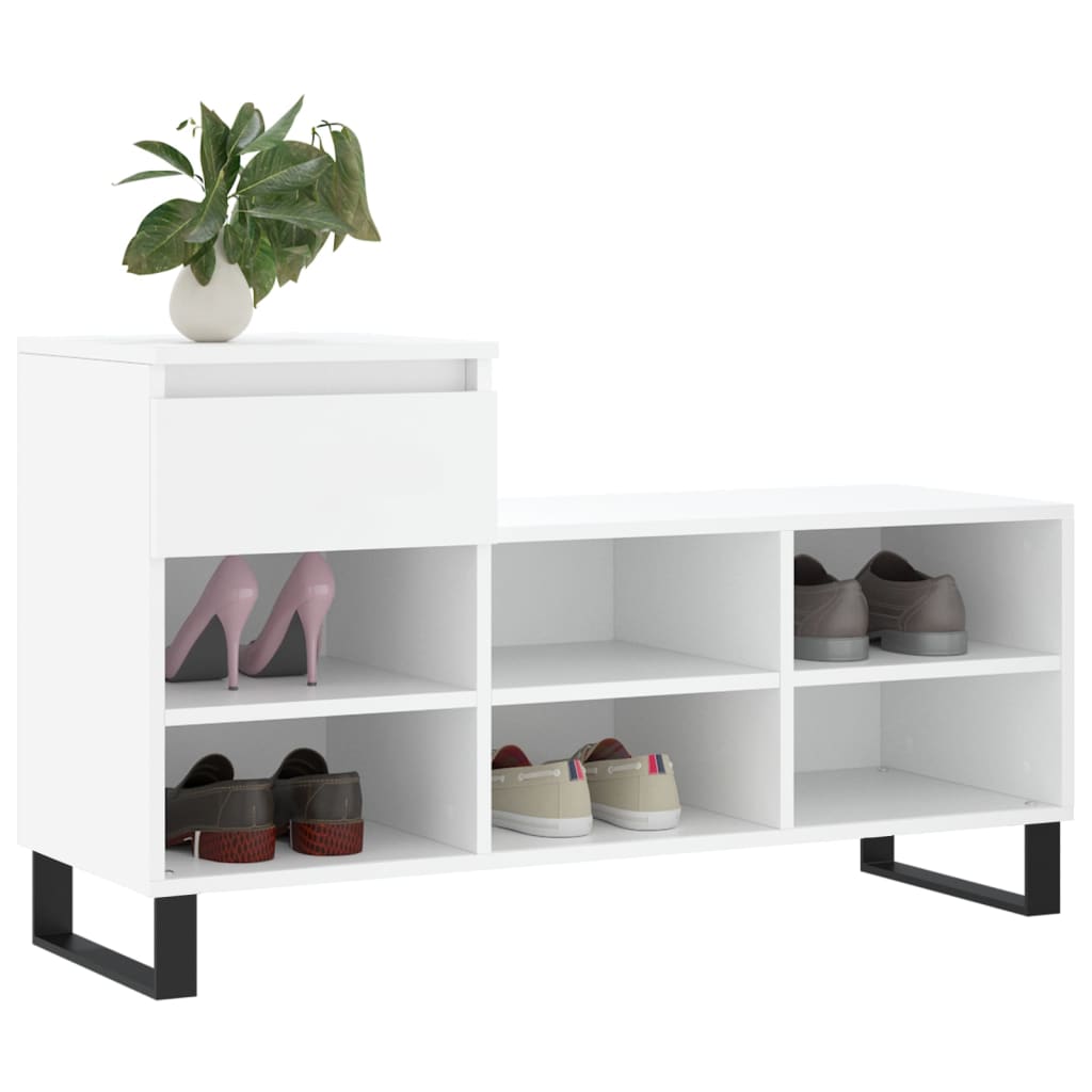 Shoe Cabinet White 102x36x60 cm Engineered Wood - Bargainia.com - 