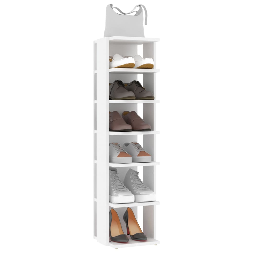 Shoe Cabinet White 27.5x27x102 cm Engineered Wood - Bargainia.com - 