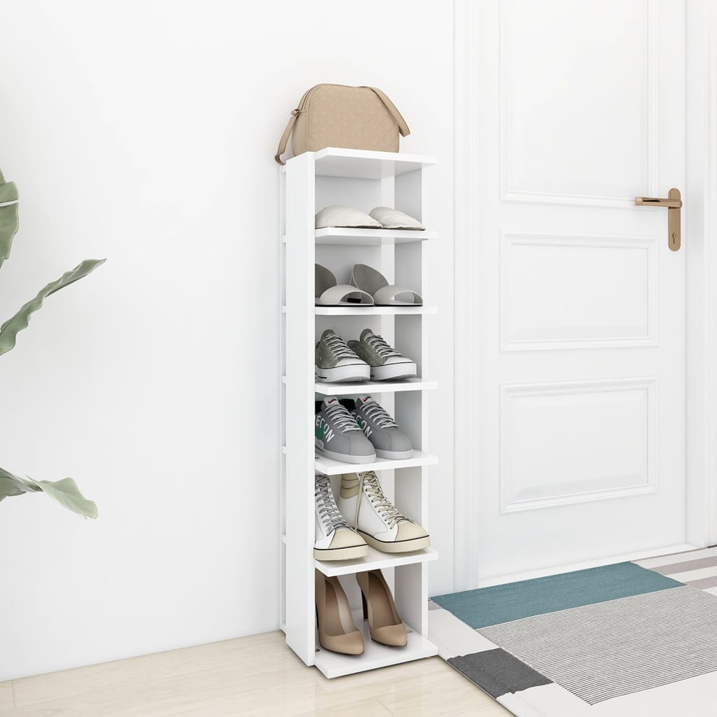 Shoe Cabinet White 27.5x27x102 cm Engineered Wood - Bargainia.com - 