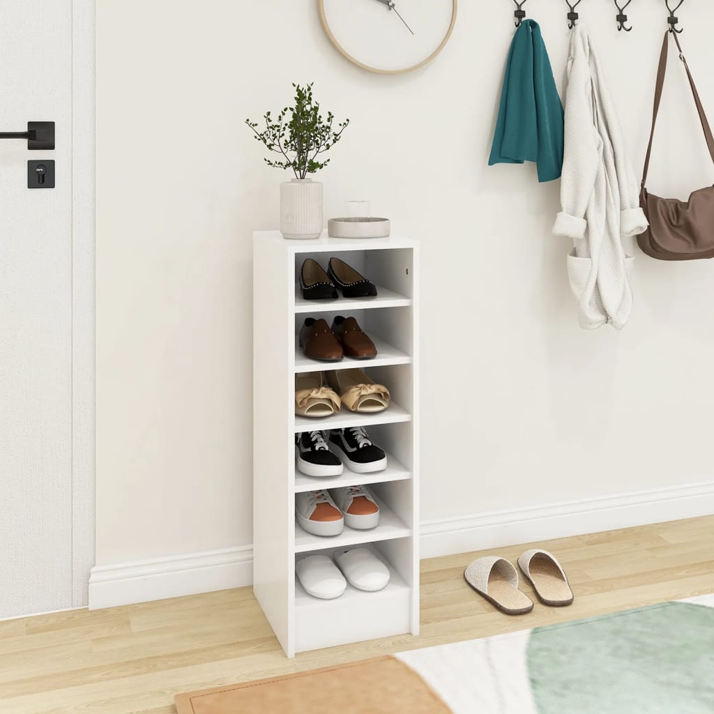Shoe Cabinet White 31.5x35x90 cm Engineered Wood - Bargainia.com - 
