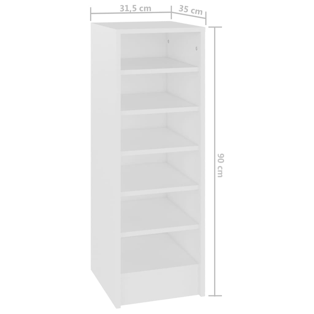Shoe Cabinet White 31.5x35x90 cm Engineered Wood - Bargainia.com - 