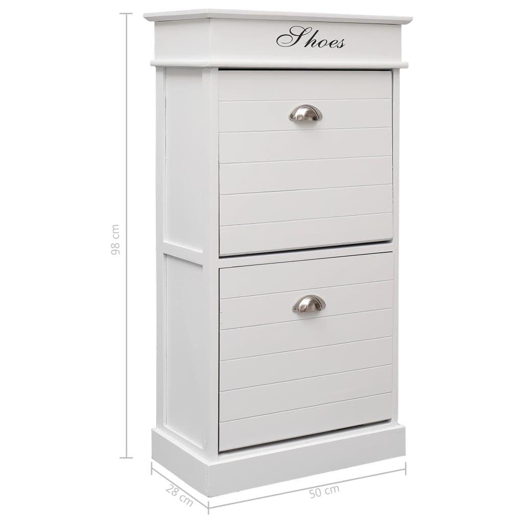 Shoe Cabinet White 50x28x98 cm Paulownia Wood - Bargainia.com - 