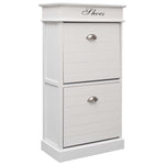 Shoe Cabinet White 50x28x98 cm Paulownia Wood - Bargainia.com - 