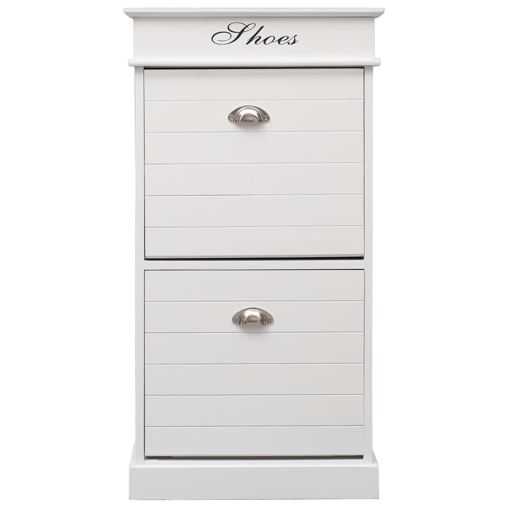 Shoe Cabinet White 50x28x98 cm Paulownia Wood - Bargainia.com - 