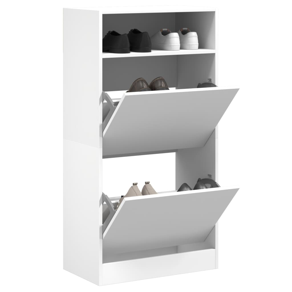 Shoe Cabinet White 60x34x116 cm Engineered Wood - Bargainia.com - 