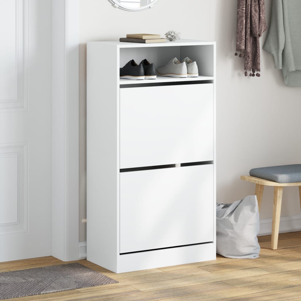 Shoe Cabinet White 60x34x116 cm Engineered Wood - Bargainia.com - 
