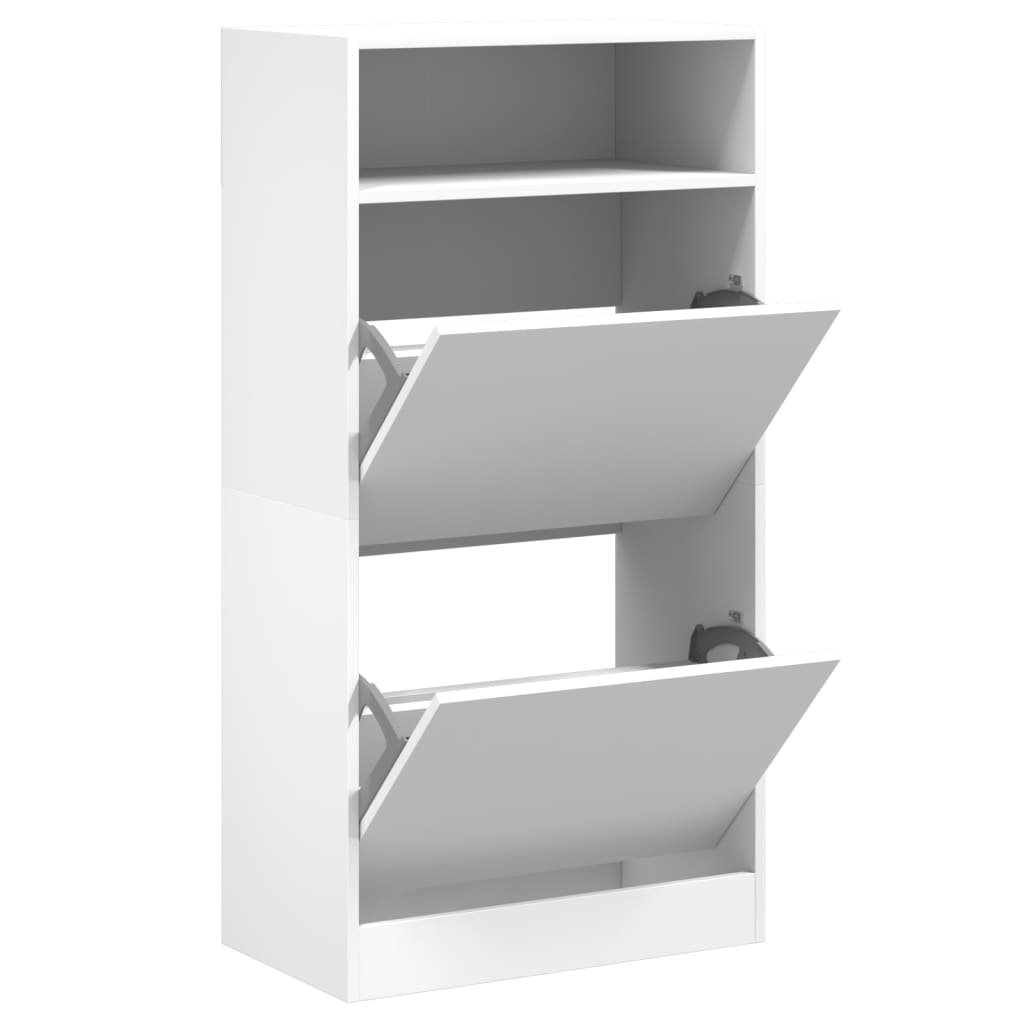 Shoe Cabinet White 60x34x116 cm Engineered Wood - Bargainia.com - 
