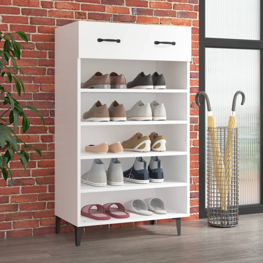 Shoe Cabinet White 60x35x105 cm Engineered Wood - Bargainia.com - 
