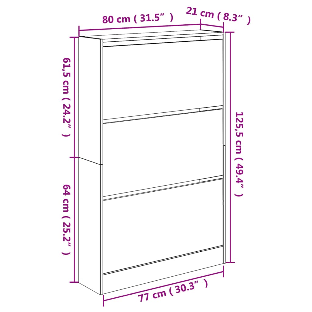 Shoe Cabinet White 80x21x125.5 cm Engineered Wood - Bargainia.com - 