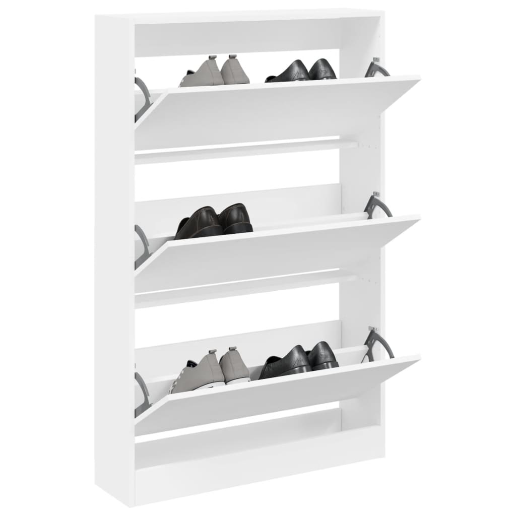 Shoe Cabinet White 80x21x125.5 cm Engineered Wood - Bargainia.com - 