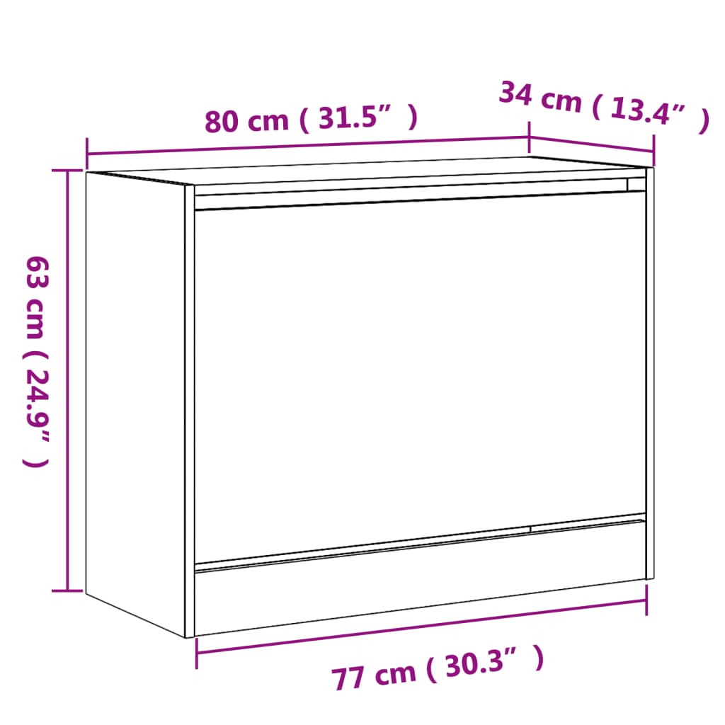 Shoe Cabinet White 80x34x63 cm Engineered Wood - Bargainia.com - 