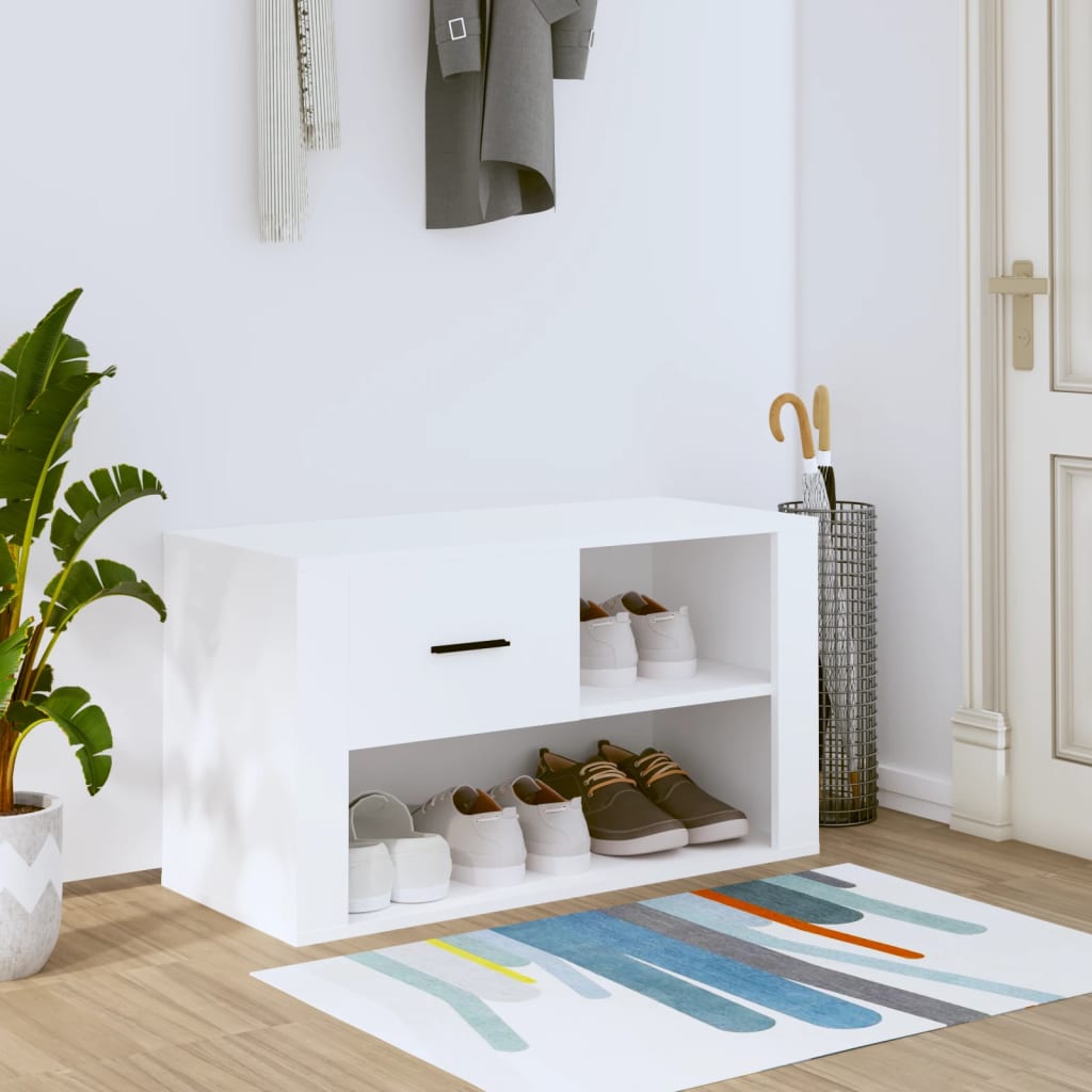 Shoe Cabinet White 80x35x45 cm Engineered Wood - Bargainia.com - 