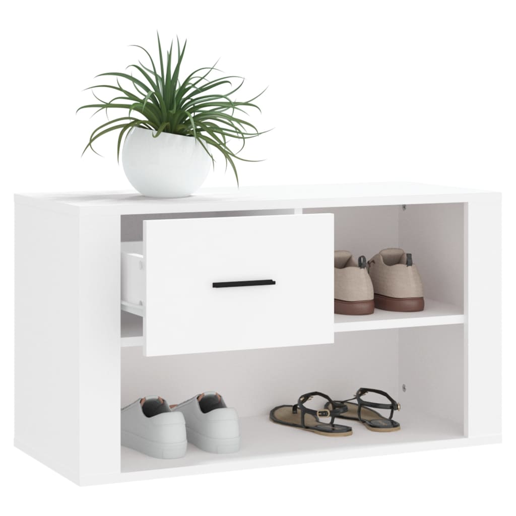 Shoe Cabinet White 80x35x45 cm Engineered Wood - Bargainia.com - 
