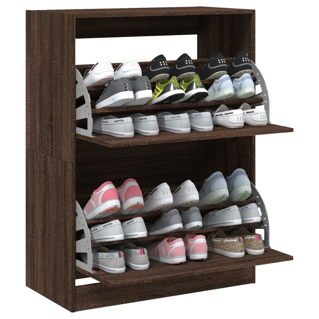 Shoe Cabinet with 2 Flip - Drawers Brown Oak 80x42x108 cm - Bargainia.com - 