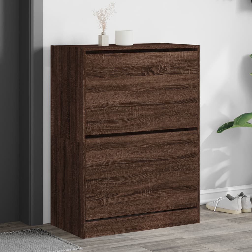 Shoe Cabinet with 2 Flip - Drawers Brown Oak 80x42x108 cm - Bargainia.com - 