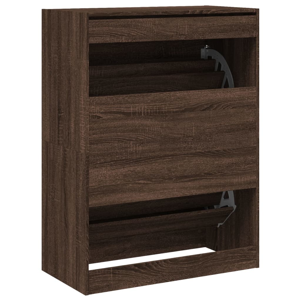 Shoe Cabinet with 2 Flip - Drawers Brown Oak 80x42x108 cm - Bargainia.com - 