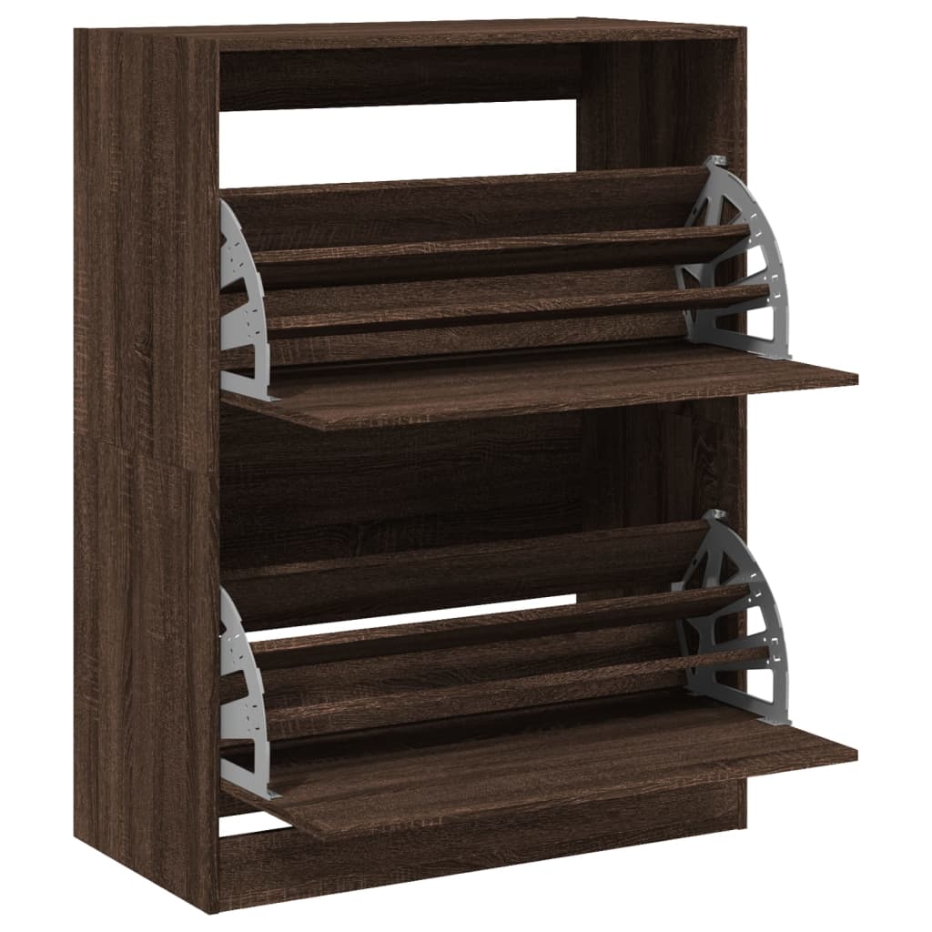 Shoe Cabinet with 2 Flip - Drawers Brown Oak 80x42x108 cm - Bargainia.com - 