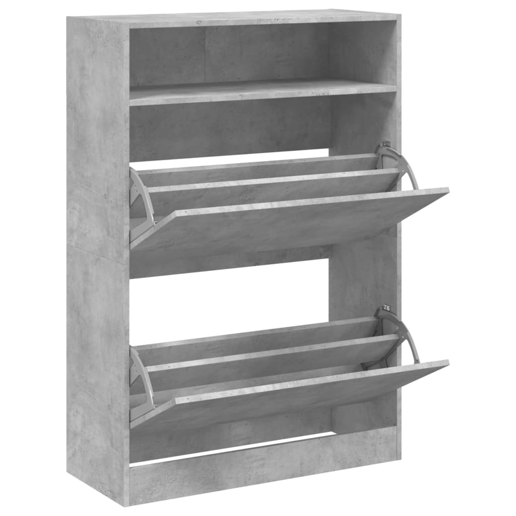 Shoe Cabinet with 2 Flip - Drawers Concrete Grey 80x34x116 cm - Bargainia.com - 