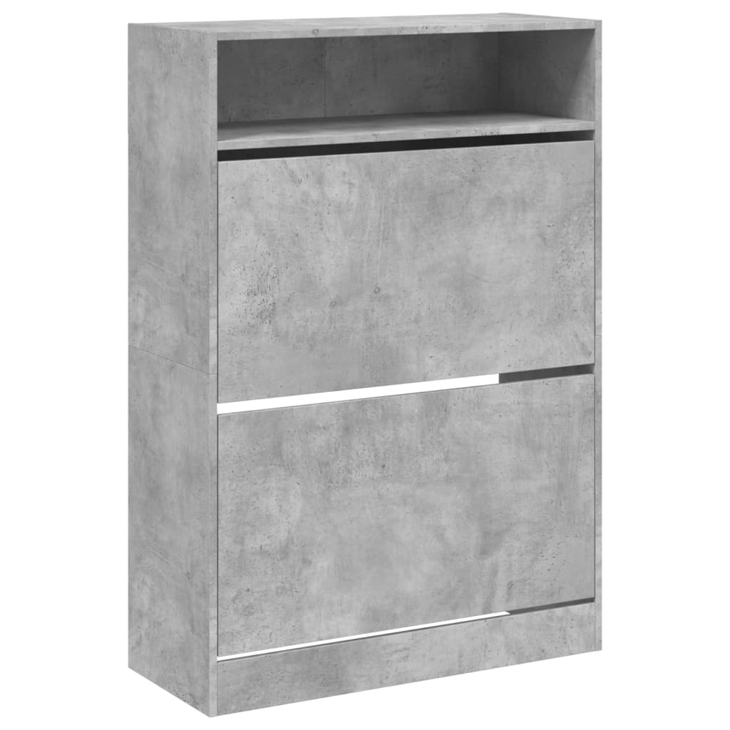 Shoe Cabinet with 2 Flip - Drawers Concrete Grey 80x34x116 cm - Bargainia.com - 