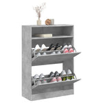 Shoe Cabinet with 2 Flip - Drawers Concrete Grey 80x34x116 cm - Bargainia.com - 