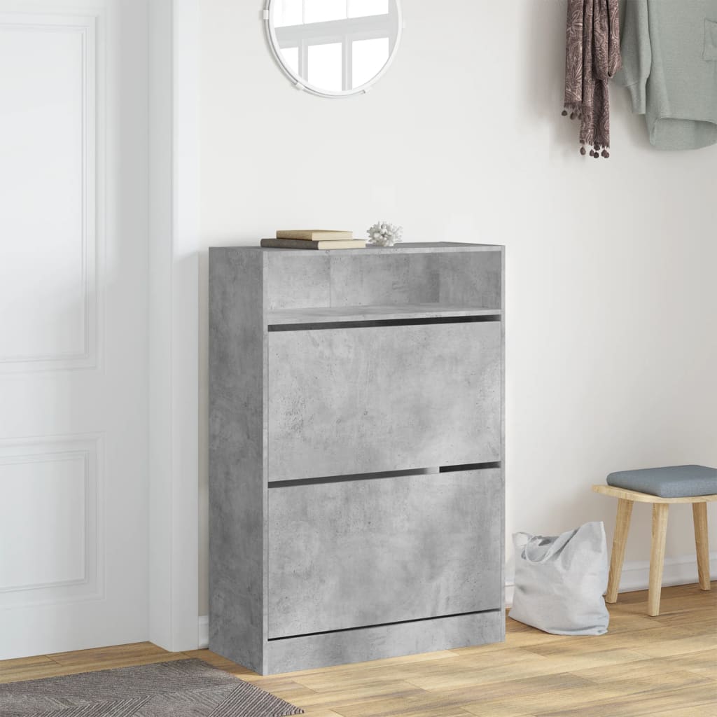 Shoe Cabinet with 2 Flip - Drawers Concrete Grey 80x34x116 cm - Bargainia.com - 