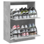 Shoe Cabinet with 2 Flip - Drawers Concrete Grey 80x42x108 cm - Bargainia.com - 