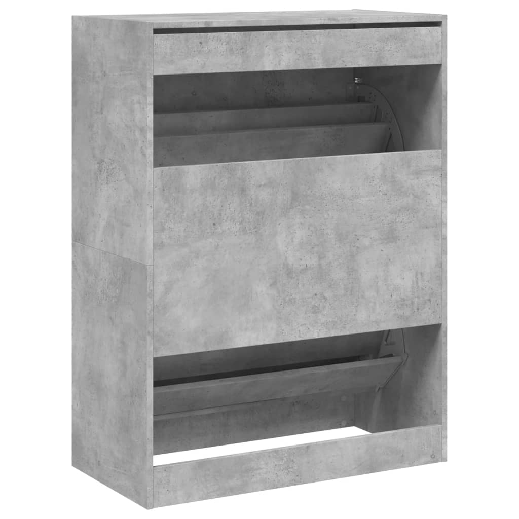 Shoe Cabinet with 2 Flip - Drawers Concrete Grey 80x42x108 cm - Bargainia.com - 
