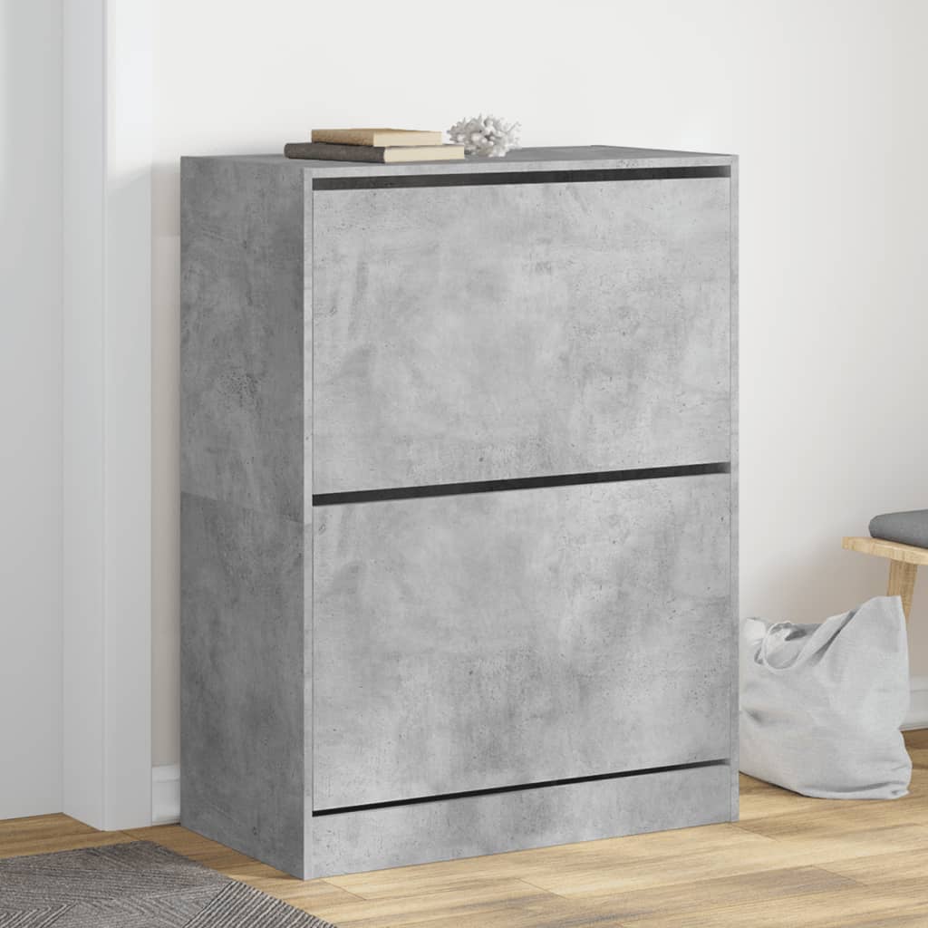 Shoe Cabinet with 2 Flip - Drawers Concrete Grey 80x42x108 cm - Bargainia.com - 