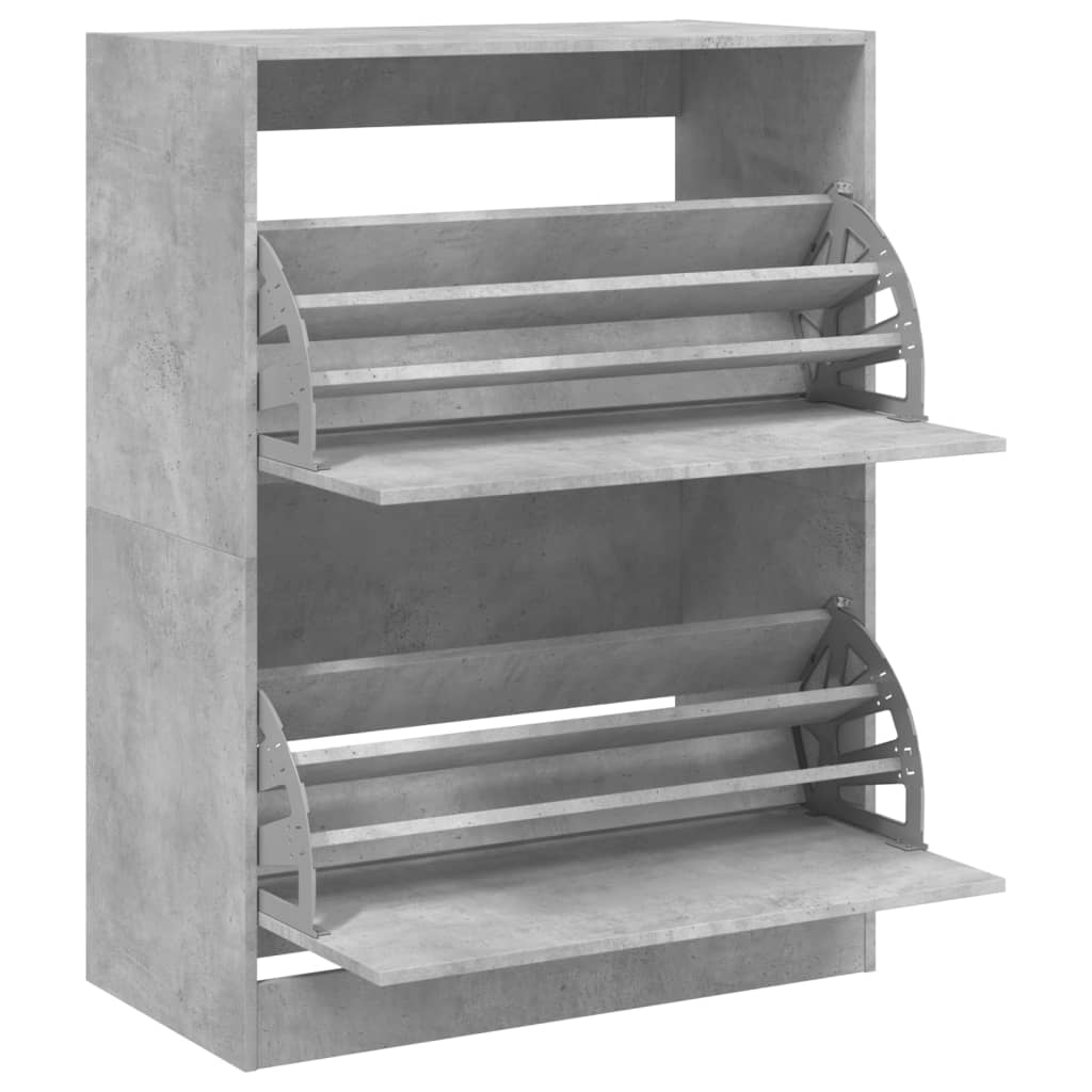 Shoe Cabinet with 2 Flip - Drawers Concrete Grey 80x42x108 cm - Bargainia.com - 