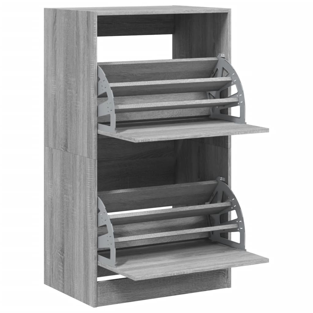 Shoe Cabinet with 2 Flip - Drawers Grey Sonoma 60x42x108 cm - Bargainia.com - 
