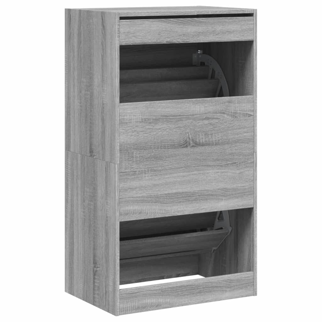 Shoe Cabinet with 2 Flip - Drawers Grey Sonoma 60x42x108 cm - Bargainia.com - 