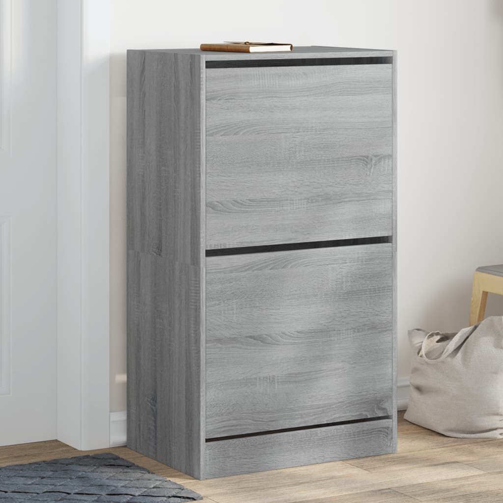 Shoe Cabinet with 2 Flip - Drawers Grey Sonoma 60x42x108 cm - Bargainia.com - 