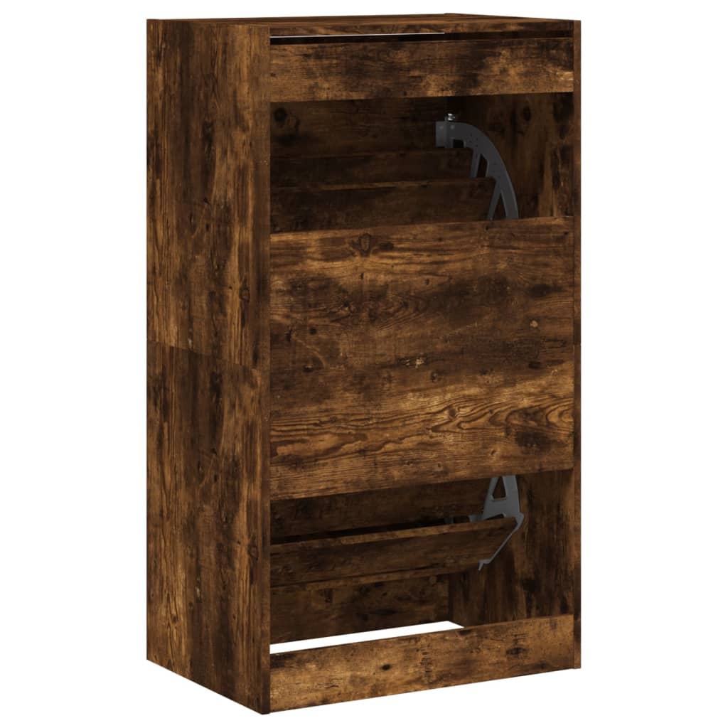 Shoe Cabinet with 2 Flip - Drawers Smoked Oak 60x42x108 cm - Bargainia.com - 