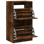 Shoe Cabinet with 2 Flip - Drawers Smoked Oak 60x42x108 cm - Bargainia.com - 