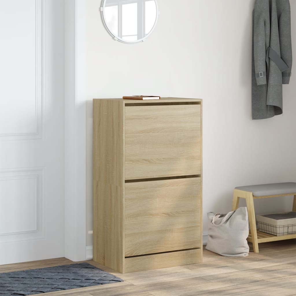 Shoe Cabinet with 2 Flip - Drawers Sonoma Oak 60x42x108 cm - Bargainia.com - 