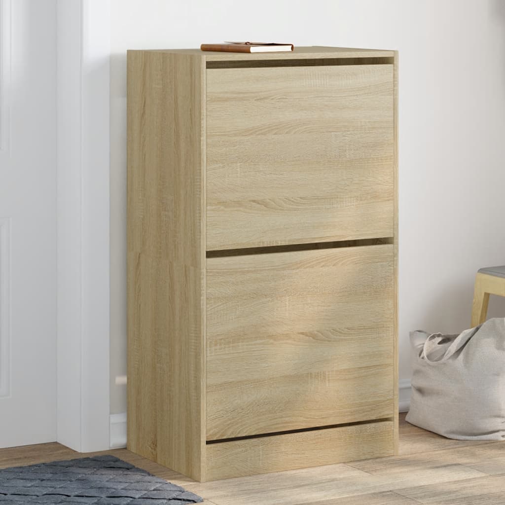 Shoe Cabinet with 2 Flip - Drawers Sonoma Oak 60x42x108 cm - Bargainia.com - 