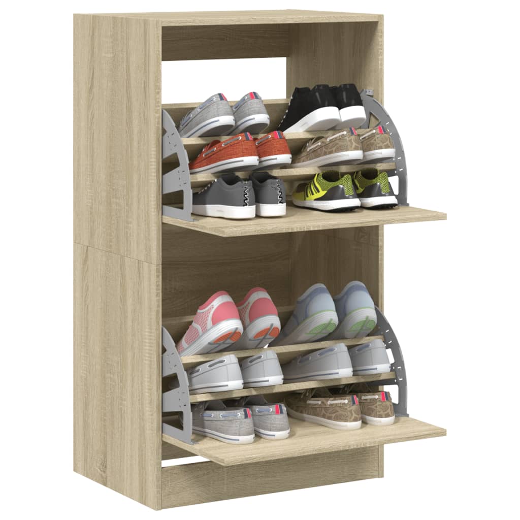 Shoe Cabinet with 2 Flip - Drawers Sonoma Oak 60x42x108 cm - Bargainia.com - 