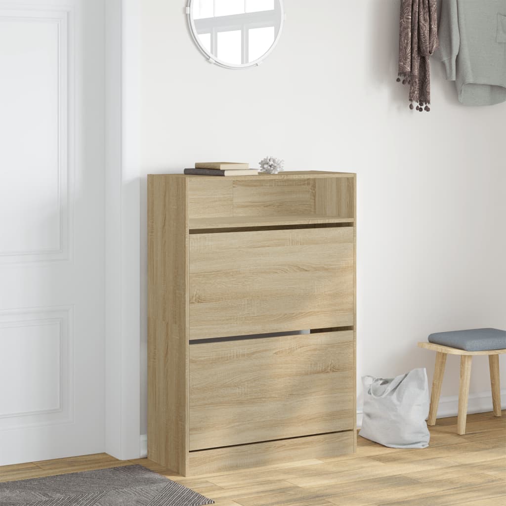 Shoe Cabinet with 2 Flip - Drawers Sonoma Oak 80x34x116 cm - Bargainia.com - 