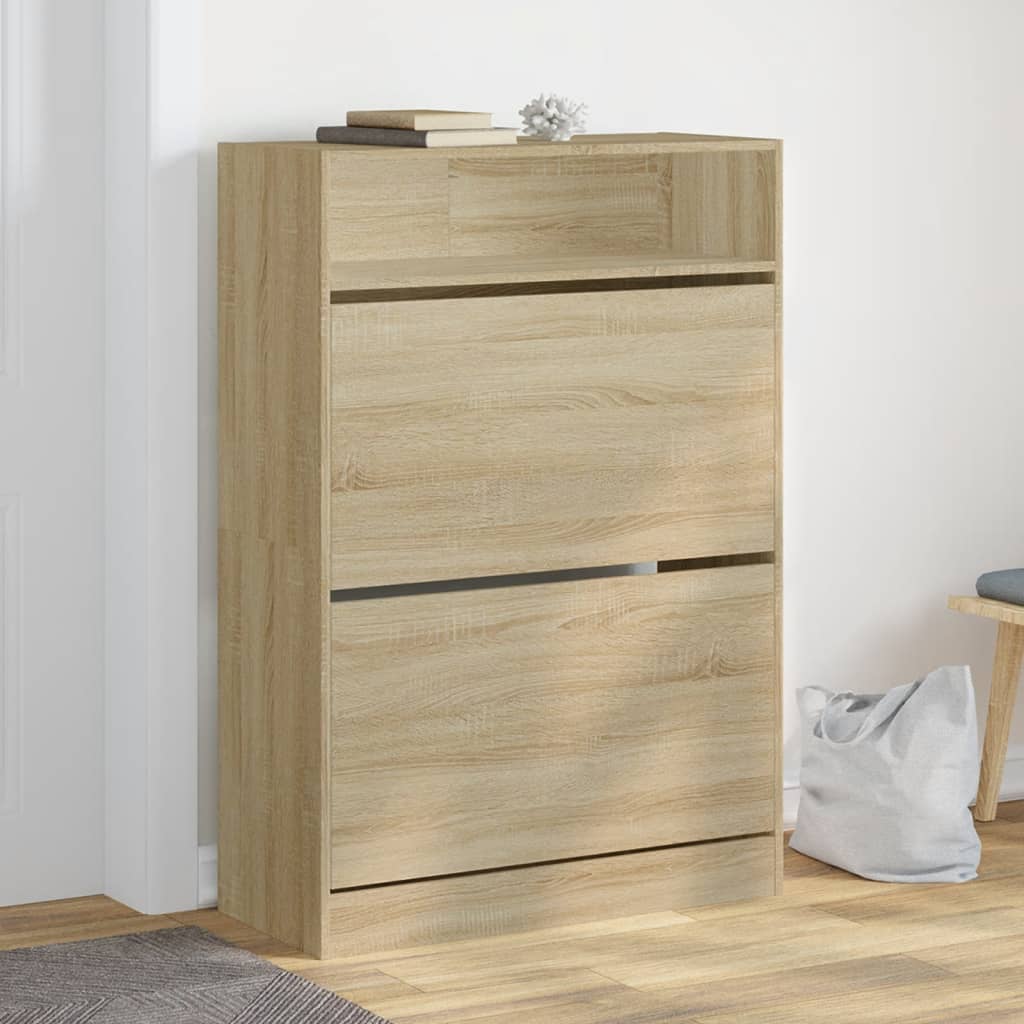 Shoe Cabinet with 2 Flip - Drawers Sonoma Oak 80x34x116 cm - Bargainia.com - 