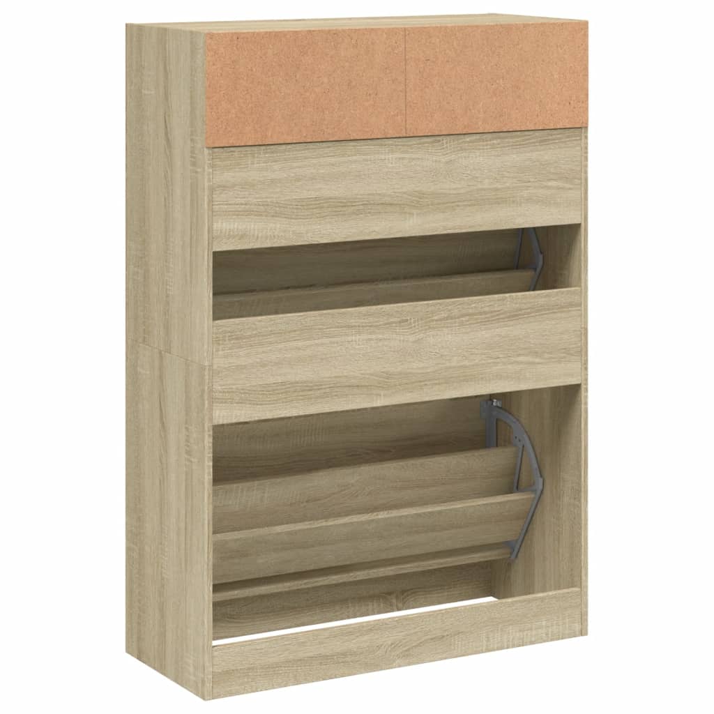 Shoe Cabinet with 2 Flip - Drawers Sonoma Oak 80x34x116 cm - Bargainia.com - 
