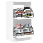 Shoe Cabinet with 2 Flip - Drawers White 60x42x108 cm - Bargainia.com - 