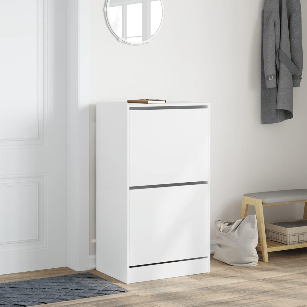 Shoe Cabinet with 2 Flip - Drawers White 60x42x108 cm - Bargainia.com - 