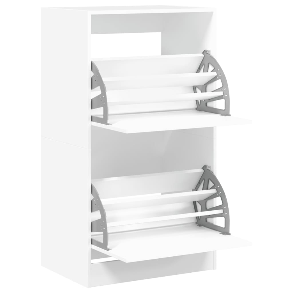 Shoe Cabinet with 2 Flip - Drawers White 60x42x108 cm - Bargainia.com - 